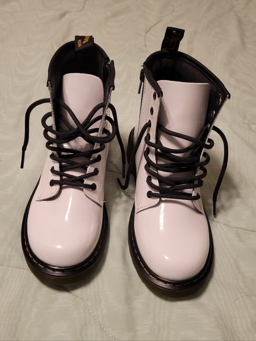 Dr. Martens 1460 J Youth White Patent Leather Boots NWOB Size 3
